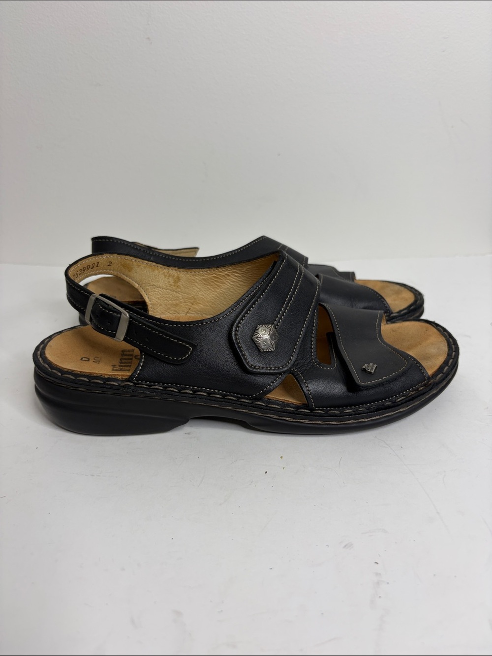 Finn Comfort Sandals Womens 40 US 9 Black Leather Milos Ankle Strap Shoes